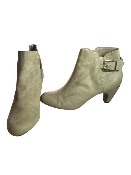 Sam & Libby Shoes - Sam & Libby Women Faux Suede Ankle Bootie Tan Size 6